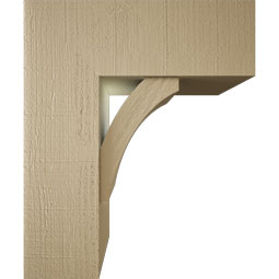 Ekena Millwork - BKTUR0756X20X24THR05RCPR - Timberthane Faux Wood Thorton Style Bracket w/ Offset Brace, Block Ends, 7 1/2"W x 20"D x 24"H, Primed Tan