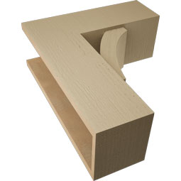Ekena Millwork - BKTUR0756X20X24THR05RCPR - Timberthane Faux Wood Thorton Style Bracket w/ Offset Brace, Block Ends, 7 1/2"W x 20"D x 24"H, Primed Tan