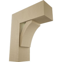 Ekena Millwork - BKTUR0756X20X24THR05RCPR - Timberthane Faux Wood Thorton Style Bracket w/ Offset Brace, Block Ends, 7 1/2"W x 20"D x 24"H, Primed Tan