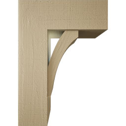 Ekena Millwork - BKTUR0756X20X28THR05RCPR - Timberthane Faux Wood Thorton Style Bracket w/ Offset Brace, Block Ends, 7 1/2"W x 20"D x 28"H, Primed Tan