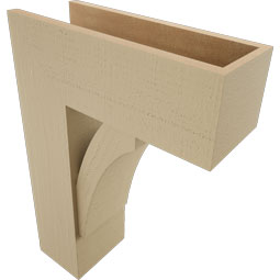 Ekena Millwork - BKTUR0756X20X28THR05RCPR - Timberthane Faux Wood Thorton Style Bracket w/ Offset Brace, Block Ends, 7 1/2"W x 20"D x 28"H, Primed Tan
