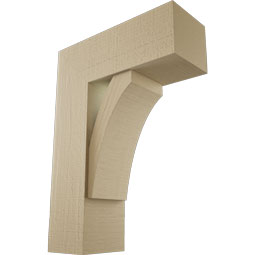 Ekena Millwork - BKTUR0756X20X28THR05RCPR - Timberthane Faux Wood Thorton Style Bracket w/ Offset Brace, Block Ends, 7 1/2"W x 20"D x 28"H, Primed Tan