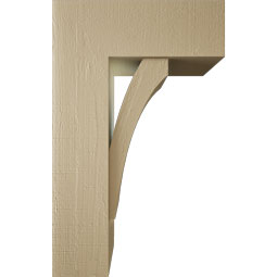 Ekena Millwork - BKTUR0756X20X32THR05RCPR - Timberthane Faux Wood Thorton Style Bracket w/ Offset Brace, Block Ends, 7 1/2"W x 20"D x 32"H, Primed Tan