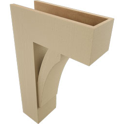 Ekena Millwork - BKTUR0756X20X32THR05RCPR - Timberthane Faux Wood Thorton Style Bracket w/ Offset Brace, Block Ends, 7 1/2"W x 20"D x 32"H, Primed Tan