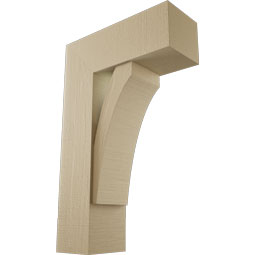 Ekena Millwork - BKTUR0756X20X32THR05RCPR - Timberthane Faux Wood Thorton Style Bracket w/ Offset Brace, Block Ends, 7 1/2"W x 20"D x 32"H, Primed Tan