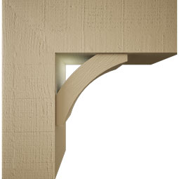 Ekena Millwork - BKTUR0756X22X22THR05RCPR - Timberthane Faux Wood Thorton Style Bracket w/ Offset Brace, Block Ends, 7 1/2"W x 22"D x 22"H, Primed Tan