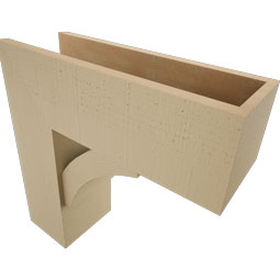 Ekena Millwork - BKTUR0756X22X22THR05RCPR - Timberthane Faux Wood Thorton Style Bracket w/ Offset Brace, Block Ends, 7 1/2"W x 22"D x 22"H, Primed Tan
