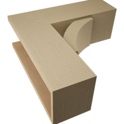 Ekena Millwork - BKTUR0756X22X22THR05RCPR - Timberthane Faux Wood Thorton Style Bracket w/ Offset Brace, Block Ends, 7 1/2"W x 22"D x 22"H, Primed Tan
