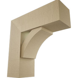 Ekena Millwork - BKTUR0756X22X22THR05RCPR - Timberthane Faux Wood Thorton Style Bracket w/ Offset Brace, Block Ends, 7 1/2"W x 22"D x 22"H, Primed Tan