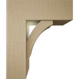 Ekena Millwork - BKTUR0756X22X26THR05RCPR - Timberthane Faux Wood Thorton Style Bracket w/ Offset Brace, Block Ends, 7 1/2"W x 22"D x 26"H, Primed Tan