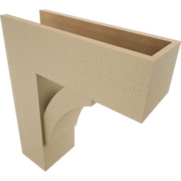 Ekena Millwork - BKTUR0756X22X26THR05RCPR - Timberthane Faux Wood Thorton Style Bracket w/ Offset Brace, Block Ends, 7 1/2"W x 22"D x 26"H, Primed Tan