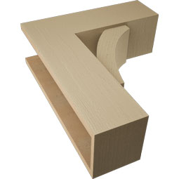 Ekena Millwork - BKTUR0756X22X26THR05RCPR - Timberthane Faux Wood Thorton Style Bracket w/ Offset Brace, Block Ends, 7 1/2"W x 22"D x 26"H, Primed Tan