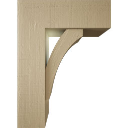 Ekena Millwork - BKTUR0756X22X30THR05RCPR - Timberthane Faux Wood Thorton Style Bracket w/ Offset Brace, Block Ends, 7 1/2"W x 22"D x 30"H, Primed Tan
