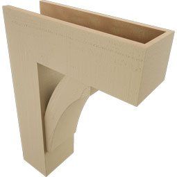 Ekena Millwork - BKTUR0756X22X30THR05RCPR - Timberthane Faux Wood Thorton Style Bracket w/ Offset Brace, Block Ends, 7 1/2"W x 22"D x 30"H, Primed Tan