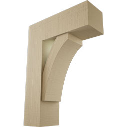 Ekena Millwork - BKTUR0756X22X30THR05RCPR - Timberthane Faux Wood Thorton Style Bracket w/ Offset Brace, Block Ends, 7 1/2"W x 22"D x 30"H, Primed Tan