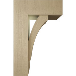 Ekena Millwork - BKTUR0756X22X34THR05RCPR - Timberthane Faux Wood Thorton Style Bracket w/ Offset Brace, Block Ends, 7 1/2"W x 22"D x 34"H, Primed Tan