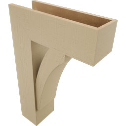 Ekena Millwork - BKTUR0756X22X34THR05RCPR - Timberthane Faux Wood Thorton Style Bracket w/ Offset Brace, Block Ends, 7 1/2"W x 22"D x 34"H, Primed Tan