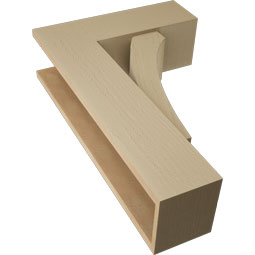 Ekena Millwork - BKTUR0756X22X34THR05RCPR - Timberthane Faux Wood Thorton Style Bracket w/ Offset Brace, Block Ends, 7 1/2"W x 22"D x 34"H, Primed Tan
