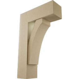 Ekena Millwork - BKTUR0756X22X34THR05RCPR - Timberthane Faux Wood Thorton Style Bracket w/ Offset Brace, Block Ends, 7 1/2"W x 22"D x 34"H, Primed Tan