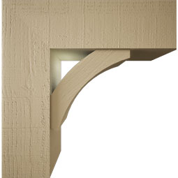 Ekena Millwork - BKTUR0756X24X24THR05RCPR - Timberthane Faux Wood Thorton Style Bracket w/ Offset Brace, Block Ends, 7 1/2"W x 24"D x 24"H, Primed Tan