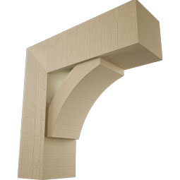 Ekena Millwork - BKTUR0756X24X24THR05RCPR - Timberthane Faux Wood Thorton Style Bracket w/ Offset Brace, Block Ends, 7 1/2"W x 24"D x 24"H, Primed Tan
