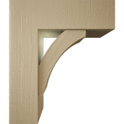Ekena Millwork - BKTUR0756X24X28THR05RCPR - Timberthane Faux Wood Thorton Style Bracket w/ Offset Brace, Block Ends, 7 1/2"W x 24"D x 28"H, Primed Tan
