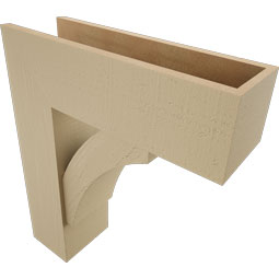 Ekena Millwork - BKTUR0756X24X28THR05RCPR - Timberthane Faux Wood Thorton Style Bracket w/ Offset Brace, Block Ends, 7 1/2"W x 24"D x 28"H, Primed Tan
