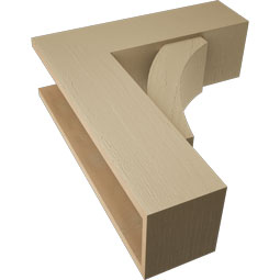 Ekena Millwork - BKTUR0756X24X28THR05RCPR - Timberthane Faux Wood Thorton Style Bracket w/ Offset Brace, Block Ends, 7 1/2"W x 24"D x 28"H, Primed Tan
