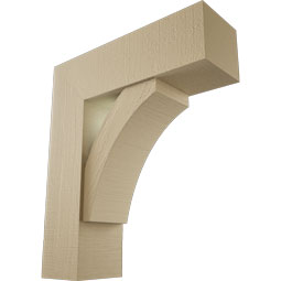 Ekena Millwork - BKTUR0756X24X28THR05RCPR - Timberthane Faux Wood Thorton Style Bracket w/ Offset Brace, Block Ends, 7 1/2"W x 24"D x 28"H, Primed Tan