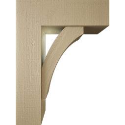 Ekena Millwork - BKTUR0756X24X32THR05RCPR - Timberthane Faux Wood Thorton Style Bracket w/ Offset Brace, Block Ends, 7 1/2"W x 24"D x 32"H, Primed Tan