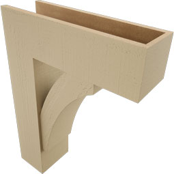 Ekena Millwork - BKTUR0756X24X32THR05RCPR - Timberthane Faux Wood Thorton Style Bracket w/ Offset Brace, Block Ends, 7 1/2"W x 24"D x 32"H, Primed Tan