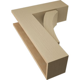 Ekena Millwork - BKTUR0756X24X32THR05RCPR - Timberthane Faux Wood Thorton Style Bracket w/ Offset Brace, Block Ends, 7 1/2"W x 24"D x 32"H, Primed Tan