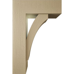 Ekena Millwork - BKTUR0756X24X36THR05RCPR - Timberthane Faux Wood Thorton Style Bracket w/ Offset Brace, Block Ends, 7 1/2"W x 24"D x 36"H, Primed Tan