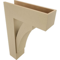 Ekena Millwork - BKTUR0756X24X36THR05RCPR - Timberthane Faux Wood Thorton Style Bracket w/ Offset Brace, Block Ends, 7 1/2"W x 24"D x 36"H, Primed Tan