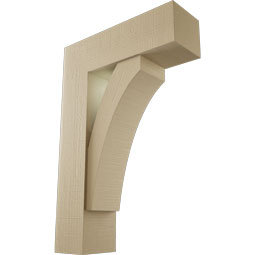 Ekena Millwork - BKTUR0756X24X36THR05RCPR - Timberthane Faux Wood Thorton Style Bracket w/ Offset Brace, Block Ends, 7 1/2"W x 24"D x 36"H, Primed Tan