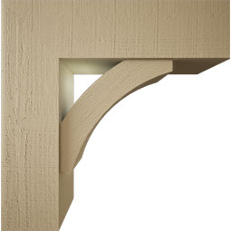 Ekena Millwork - BKTUR0756X26X26THR05RCPR - Timberthane Faux Wood Thorton Style Bracket w/ Offset Brace, Block Ends, 7 1/2"W x 26"D x 26"H, Primed Tan