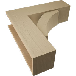 Ekena Millwork - BKTUR0756X26X26THR05RCPR - Timberthane Faux Wood Thorton Style Bracket w/ Offset Brace, Block Ends, 7 1/2"W x 26"D x 26"H, Primed Tan
