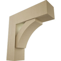 Ekena Millwork - BKTUR0756X26X26THR05RCPR - Timberthane Faux Wood Thorton Style Bracket w/ Offset Brace, Block Ends, 7 1/2"W x 26"D x 26"H, Primed Tan