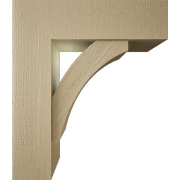 Ekena Millwork - BKTUR0756X26X30THR05RCPR - Timberthane Faux Wood Thorton Style Bracket w/ Offset Brace, Block Ends, 7 1/2"W x 26"D x 30"H, Primed Tan
