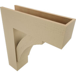 Ekena Millwork - BKTUR0756X26X30THR05RCPR - Timberthane Faux Wood Thorton Style Bracket w/ Offset Brace, Block Ends, 7 1/2"W x 26"D x 30"H, Primed Tan