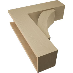 Ekena Millwork - BKTUR0756X26X30THR05RCPR - Timberthane Faux Wood Thorton Style Bracket w/ Offset Brace, Block Ends, 7 1/2"W x 26"D x 30"H, Primed Tan