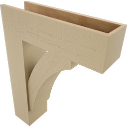 Ekena Millwork - BKTUR0756X26X34THR05RCPR - Timberthane Faux Wood Thorton Style Bracket w/ Offset Brace, Block Ends, 7 1/2"W x 26"D x 34"H, Primed Tan