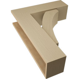 Ekena Millwork - BKTUR0756X26X34THR05RCPR - Timberthane Faux Wood Thorton Style Bracket w/ Offset Brace, Block Ends, 7 1/2"W x 26"D x 34"H, Primed Tan