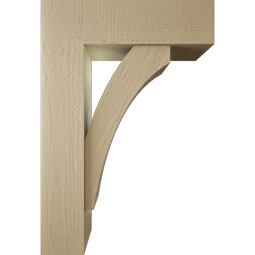 Ekena Millwork - BKTUR0756X26X38THR05RCPR - Timberthane Faux Wood Thorton Style Bracket w/ Offset Brace, Block Ends, 7 1/2"W x 26"D x 38"H, Primed Tan