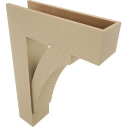 Ekena Millwork - BKTUR0756X26X38THR05RCPR - Timberthane Faux Wood Thorton Style Bracket w/ Offset Brace, Block Ends, 7 1/2"W x 26"D x 38"H, Primed Tan