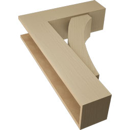 Ekena Millwork - BKTUR0756X26X38THR05RCPR - Timberthane Faux Wood Thorton Style Bracket w/ Offset Brace, Block Ends, 7 1/2"W x 26"D x 38"H, Primed Tan
