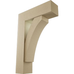 Ekena Millwork - BKTUR0756X26X38THR05RCPR - Timberthane Faux Wood Thorton Style Bracket w/ Offset Brace, Block Ends, 7 1/2"W x 26"D x 38"H, Primed Tan