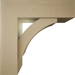 Ekena Millwork - BKTUR0756X28X28THR05RCPR - Timberthane Faux Wood Thorton Style Bracket w/ Offset Brace, Block Ends, 7 1/2"W x 28"D x 28"H, Primed Tan