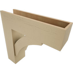 Ekena Millwork - BKTUR0756X28X28THR05RCPR - Timberthane Faux Wood Thorton Style Bracket w/ Offset Brace, Block Ends, 7 1/2"W x 28"D x 28"H, Primed Tan