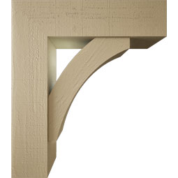 Ekena Millwork - BKTUR0756X28X32THR05RCPR - Timberthane Faux Wood Thorton Style Bracket w/ Offset Brace, Block Ends, 7 1/2"W x 28"D x 32"H, Primed Tan